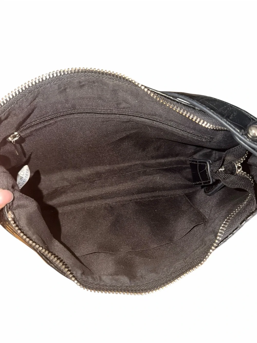 Classic Croc-Embossed Shoulder Bag in Black